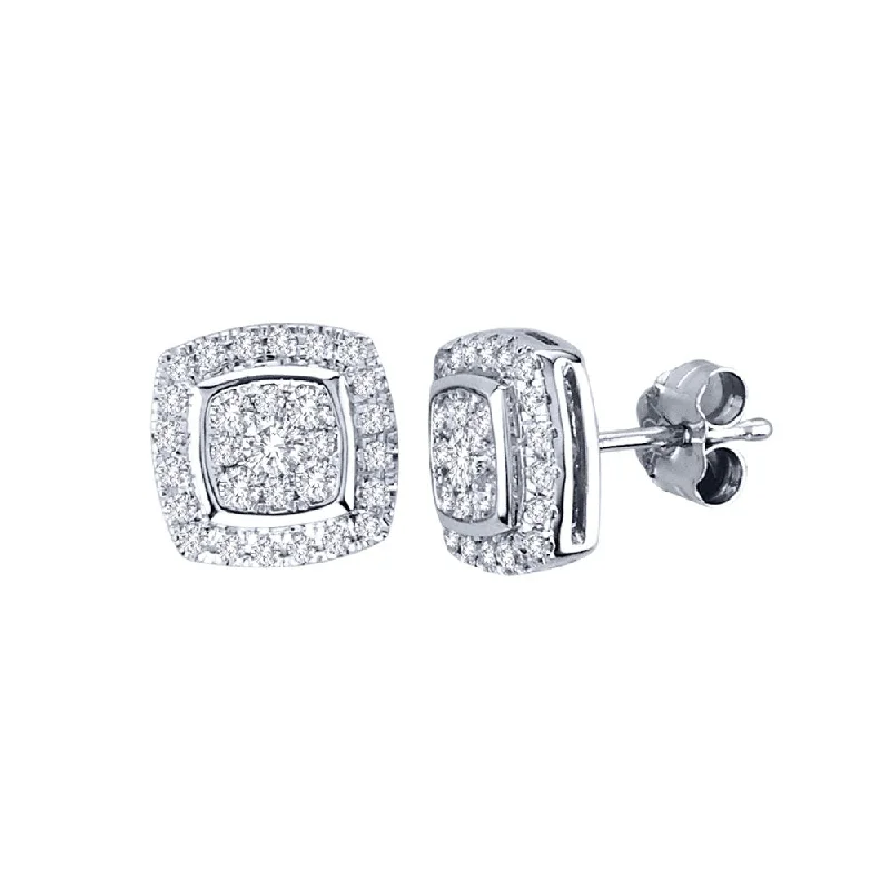 De Couer 10k White Gold 1/2ct TDW Diamond Cushion Earrings