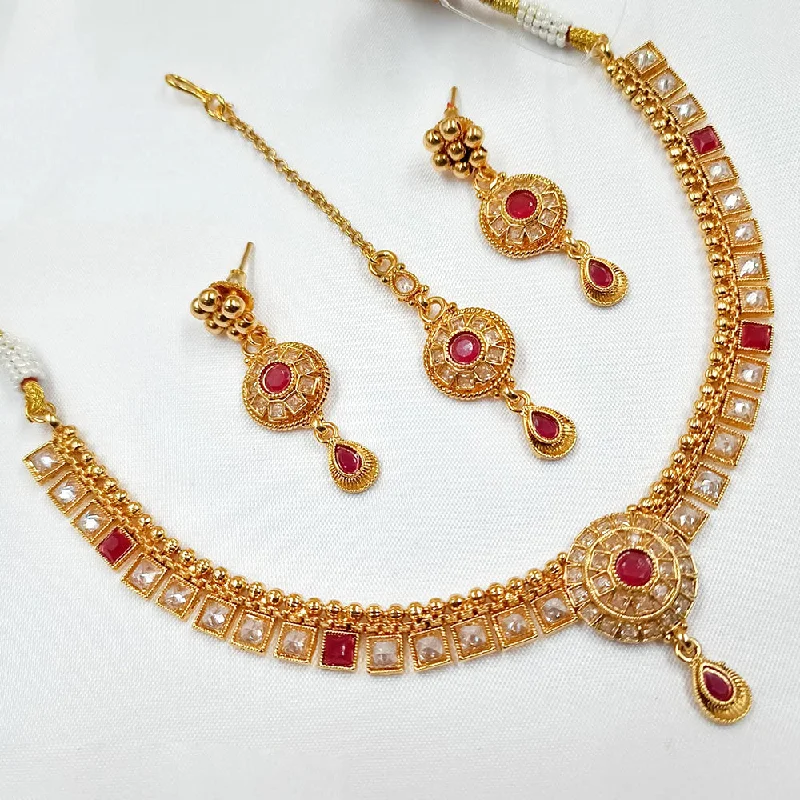 Padmawati Bangles Copper Gold Crystal Stone Necklace Set