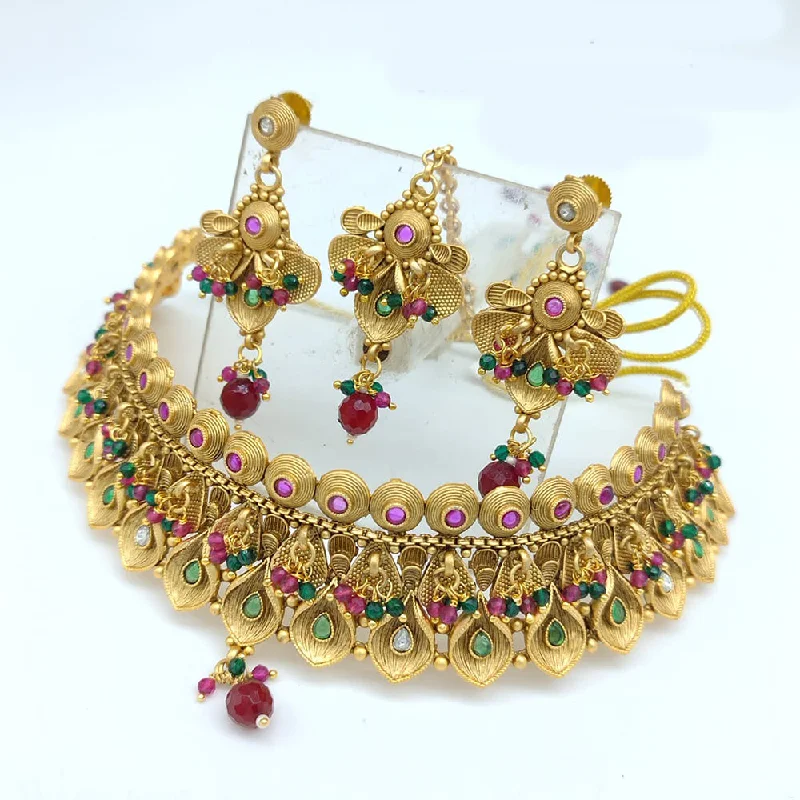 SNERA  Gold Plated Pota Stone choker Necklace Set