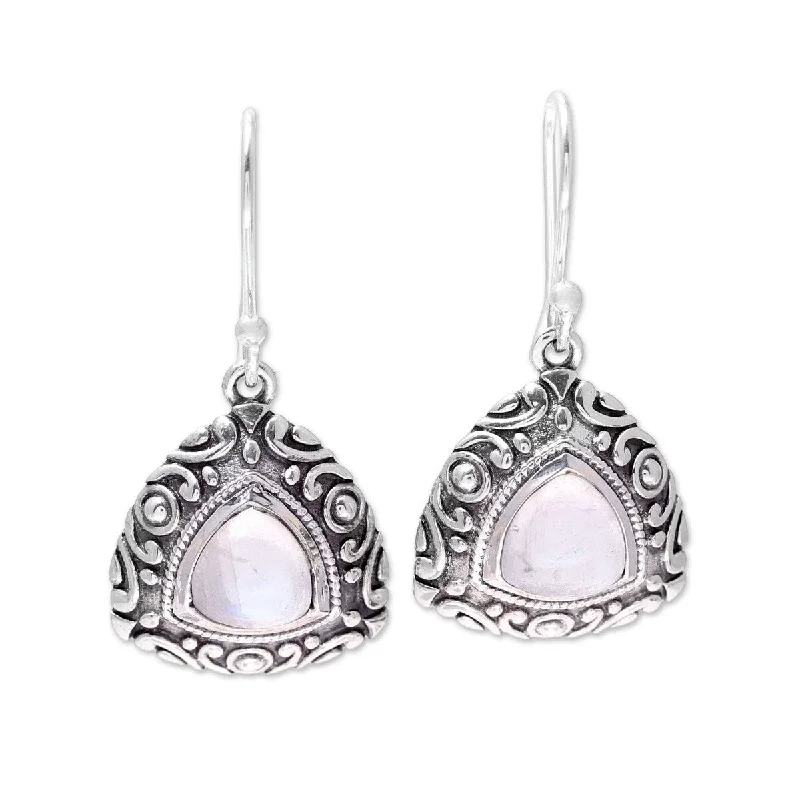 NOVICA Waterfall Mist, Rainbow moonstone dangle earrings - 1.3*0.7