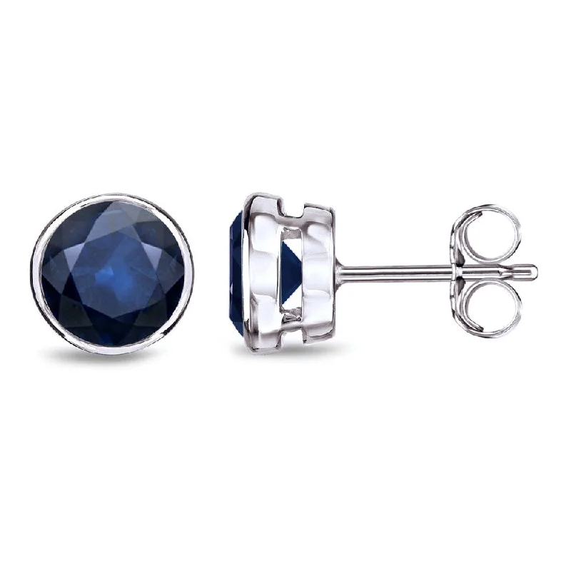 Auriya 14k Gold 2CTW Bezel-set Sapphire Stud Earrings