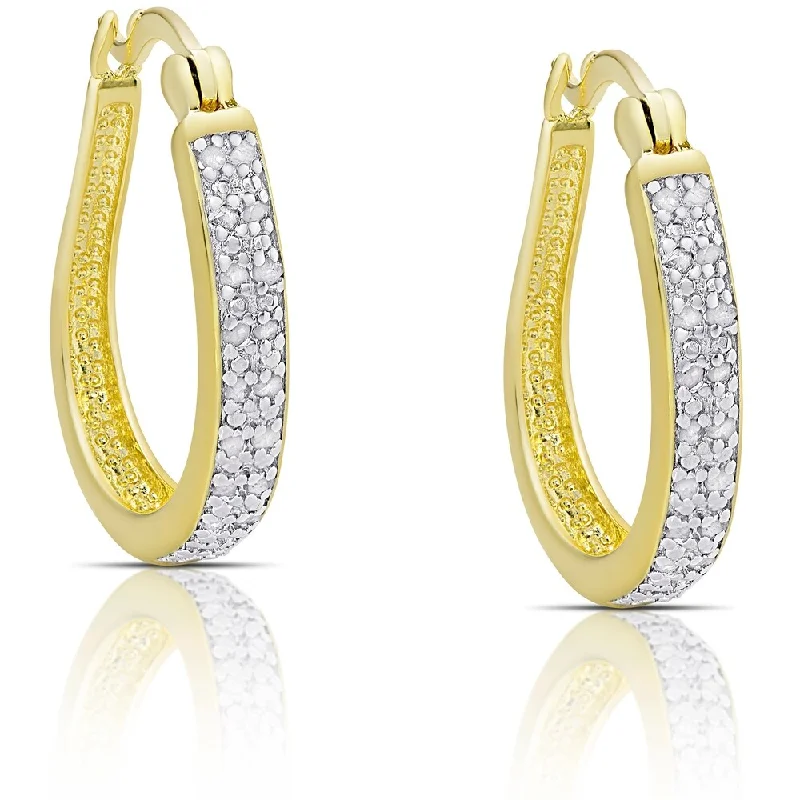 Finesque Sterling Silver 1/4ct TW Diamond Hoop Earrings (I-J, I2-I3)