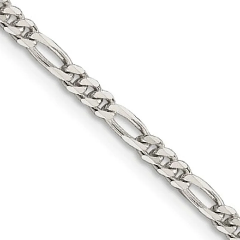 2.8mm Sterling Silver, Solid Figaro Chain Bracelet