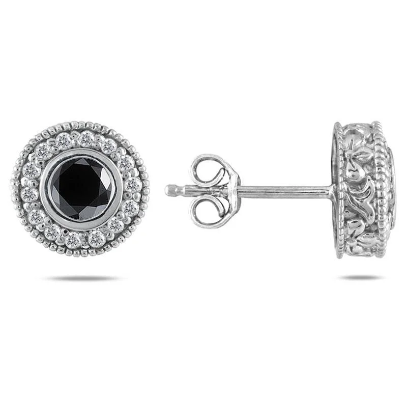 Marquee 10k White Gold 1ct TDW Black and White Diamond Earrings (I-J, I1-I2) - 50 x 120