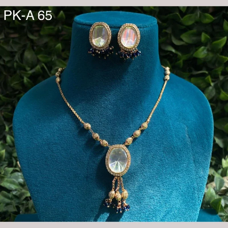 Amoliya Jewels Gold Plated Polki Kundan Stone And Pearls Necklace Set