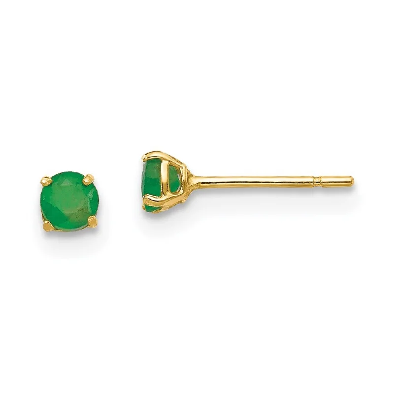 14k Yellow Gold Round Gemstone Stud Earrings (L-3 mm, W-3 mm)