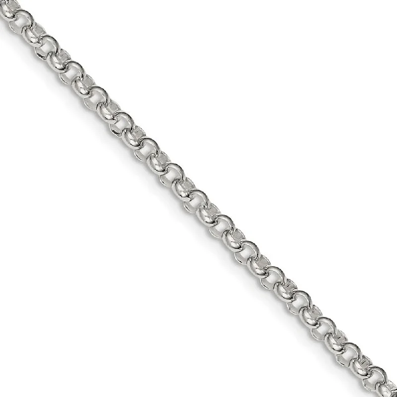 4mm, Sterling Silver Solid Rolo Chain Bracelet