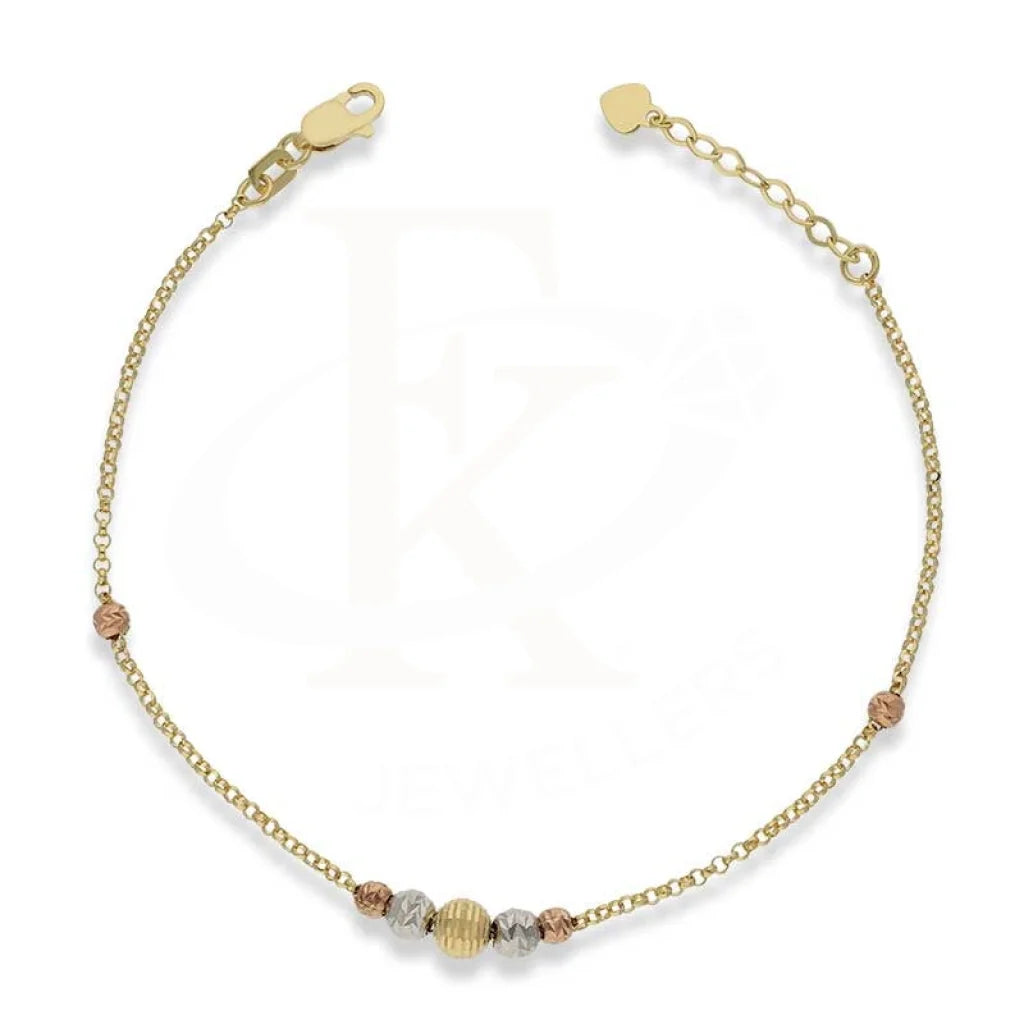 Tri Color Gold Beads Bracelet 18KT - FKJBRL18K2973