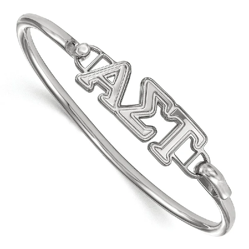 Sterling Silver Alpha Sigma Tau Small Clasp Bangle - 7 in.