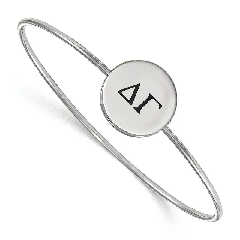 Sterling Silver Delta Gamma Enamel Greek Letters Bangle - 7 in.