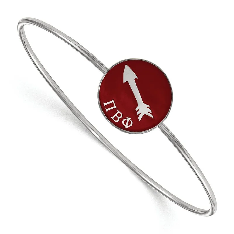 Sterling Silver Pi Beta Phi Enamel Bangle - 6 in.