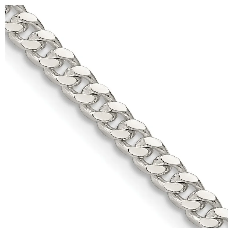 3.25mm Sterling Silver Solid D/C Domed Curb Chain Bracelet