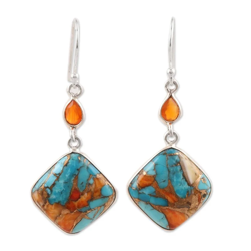 NOVICA Colorful Kites, Carnelian dangle earrings - 1.8*0.7