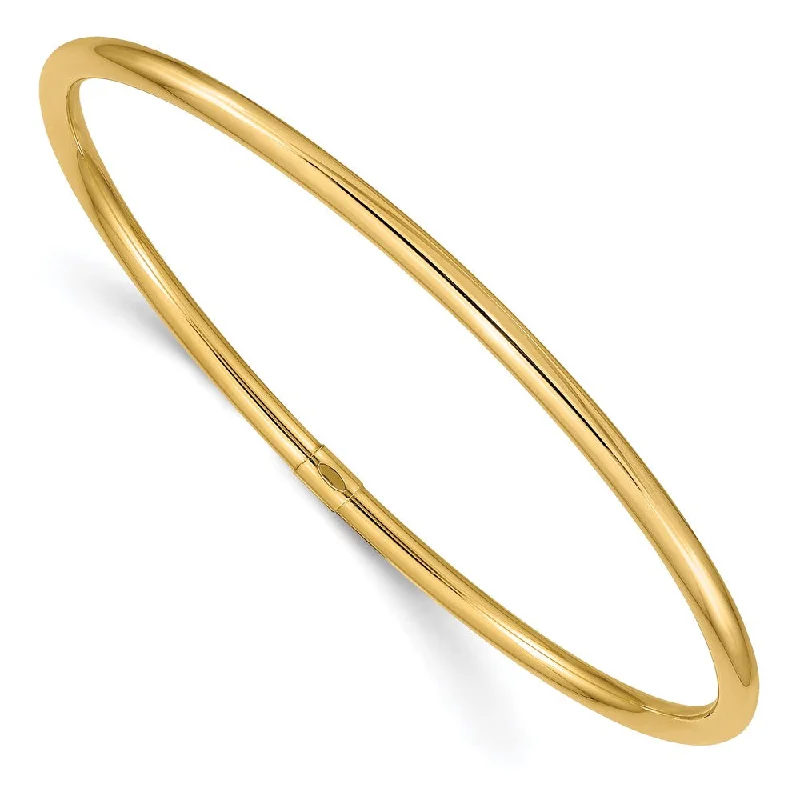 3mm 14k Yellow Gold Polished Hollow Round Tube Bangle Bracelet