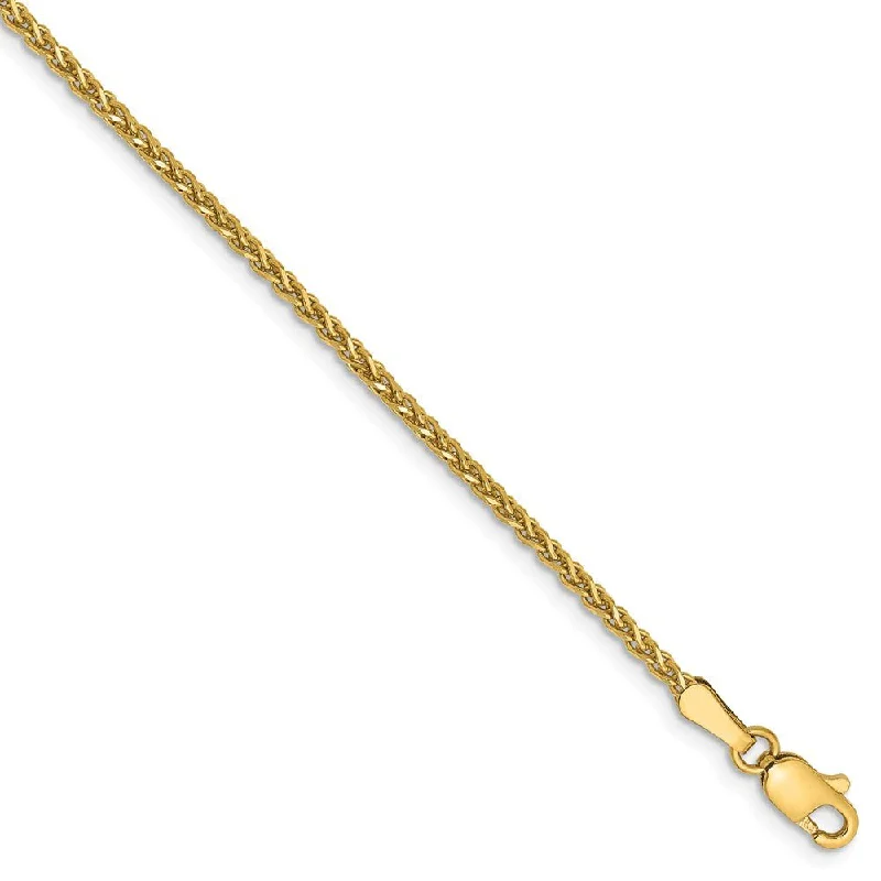 1.4mm, 14k Yellow Gold Diamond Cut Solid Spiga Chain Bracelet