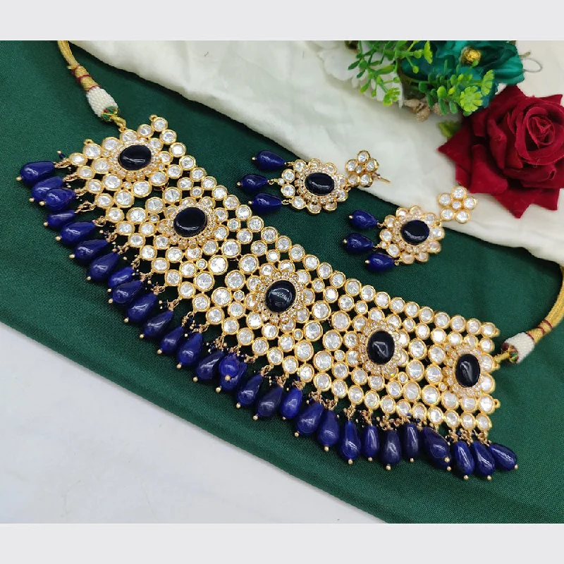 Akruti Collection Gold Plated  Polki Kundan And Beads Choker Necklace Set