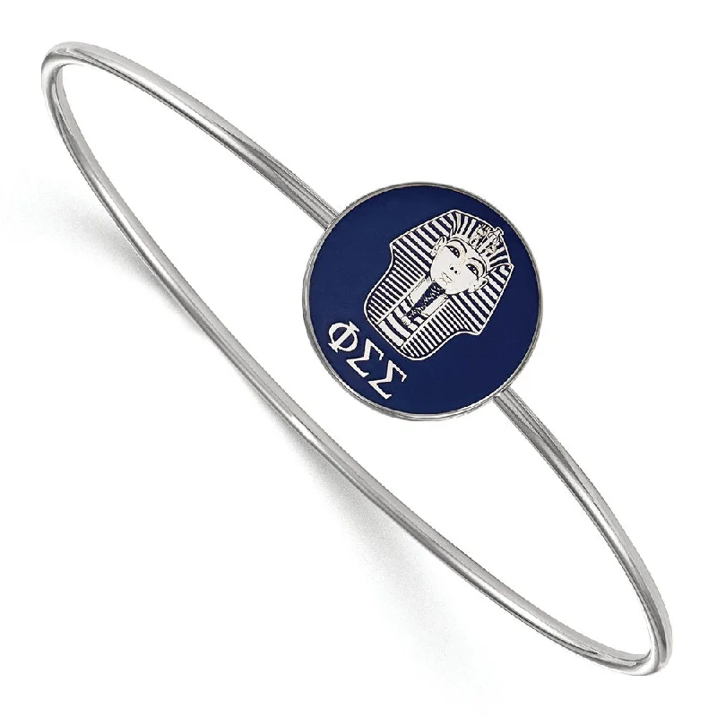 Sterling Silver Phi Sigma Sigma Enamel Bangle - 7 in.