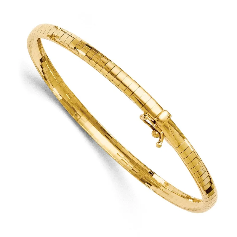 4mm 14k Yellow Gold Domed Omega Chain Bracelet, 7 Inch