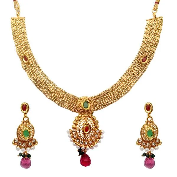 Utkrishtt Gold Plated Austrian Stone Copper Necklace Set - 1108307