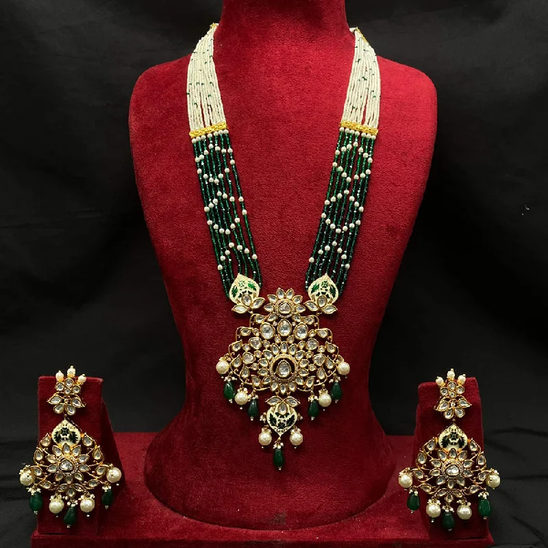 Amoliya Jewels Gold Plated Polki Kundan And Pearls Necklace Set