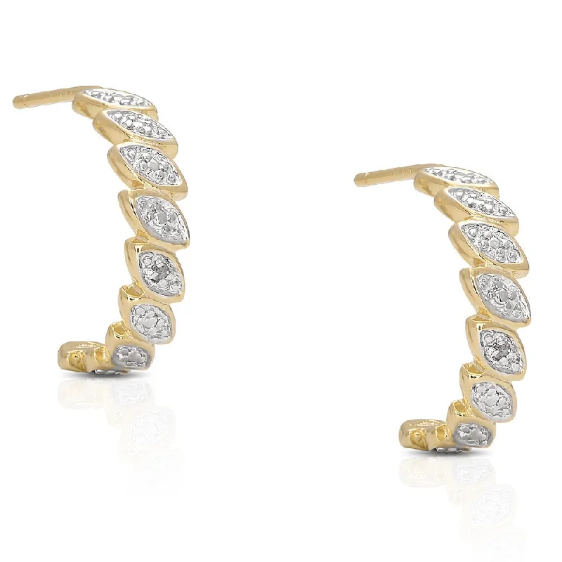 Finesque Gold Over Sterling Silver Diamond Accent Half Hoop Earrings