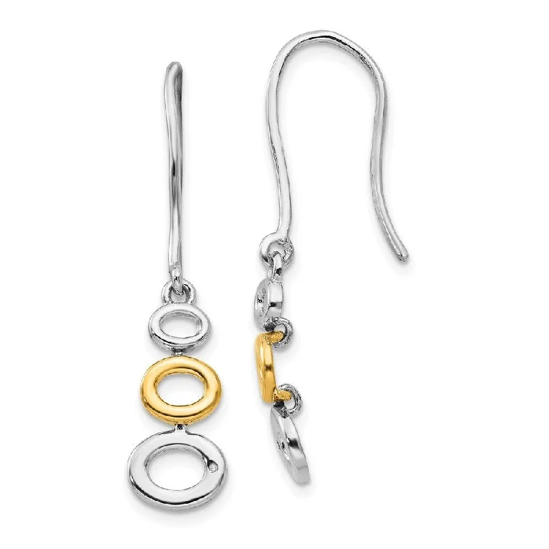 925 Sterling Silver Gold-plated and Diamond Earrings (L-33 mm, W-8 mm)