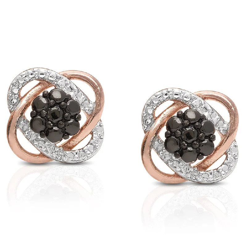 Finesque Rose Gold Over Sterling Silver Diamond Accent Stud Earrings