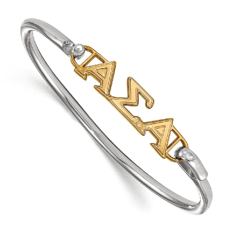 14K Plated Silver Alpha Sigma Alpha Small Clasp Bangle - 8 in.