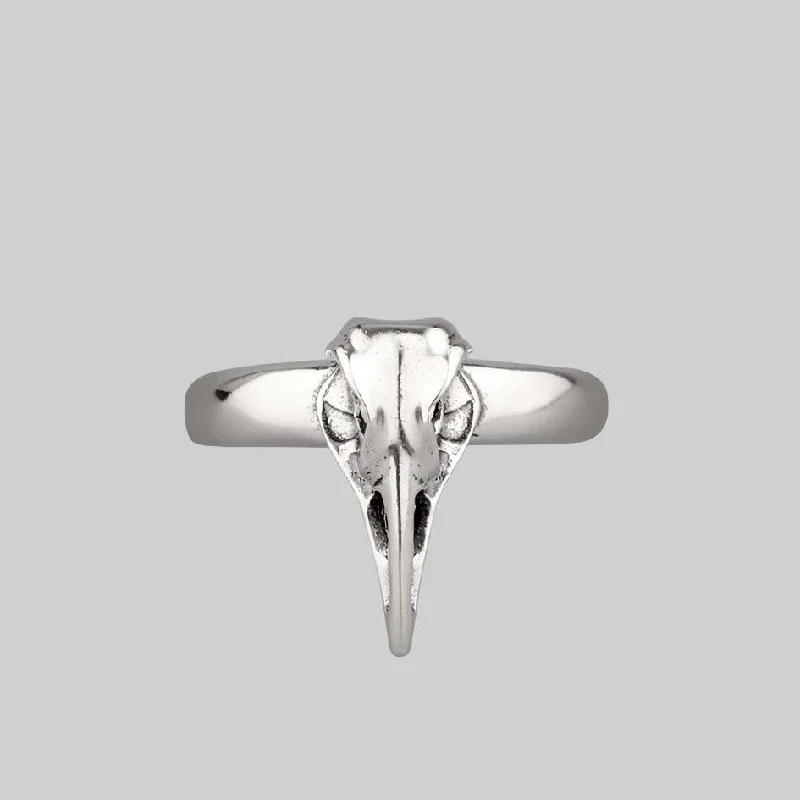 MERLA. Silver Raven Skull Ring