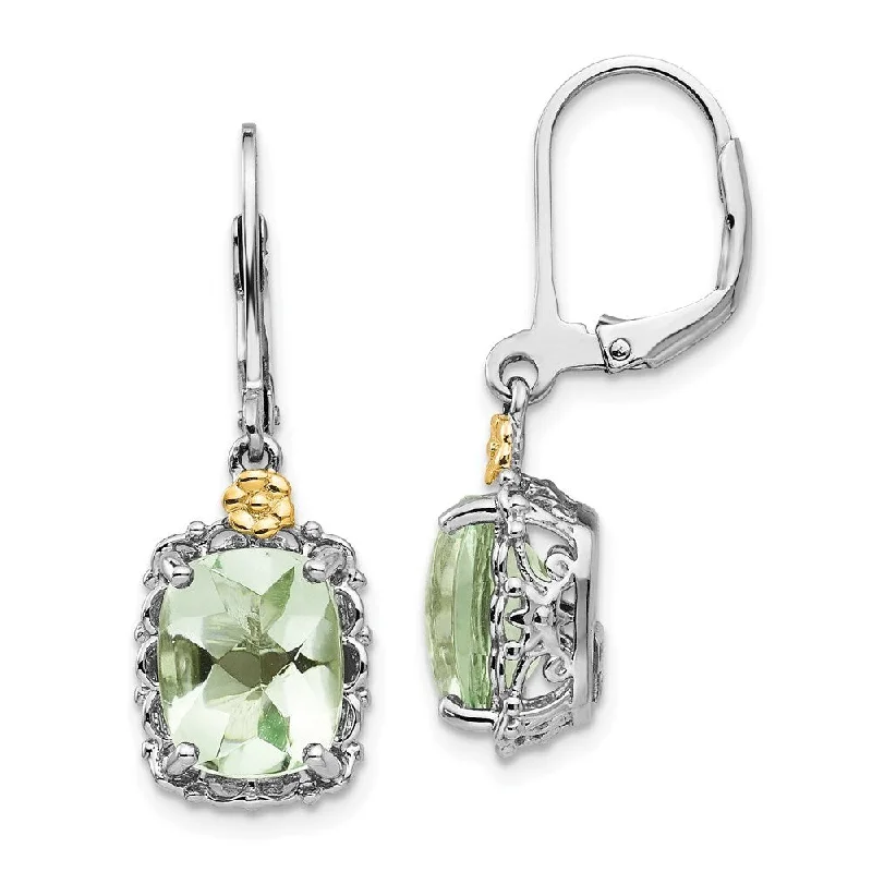 925 Sterling Silver Green Quartz Earrings (L-32 mm, W-10 mm)