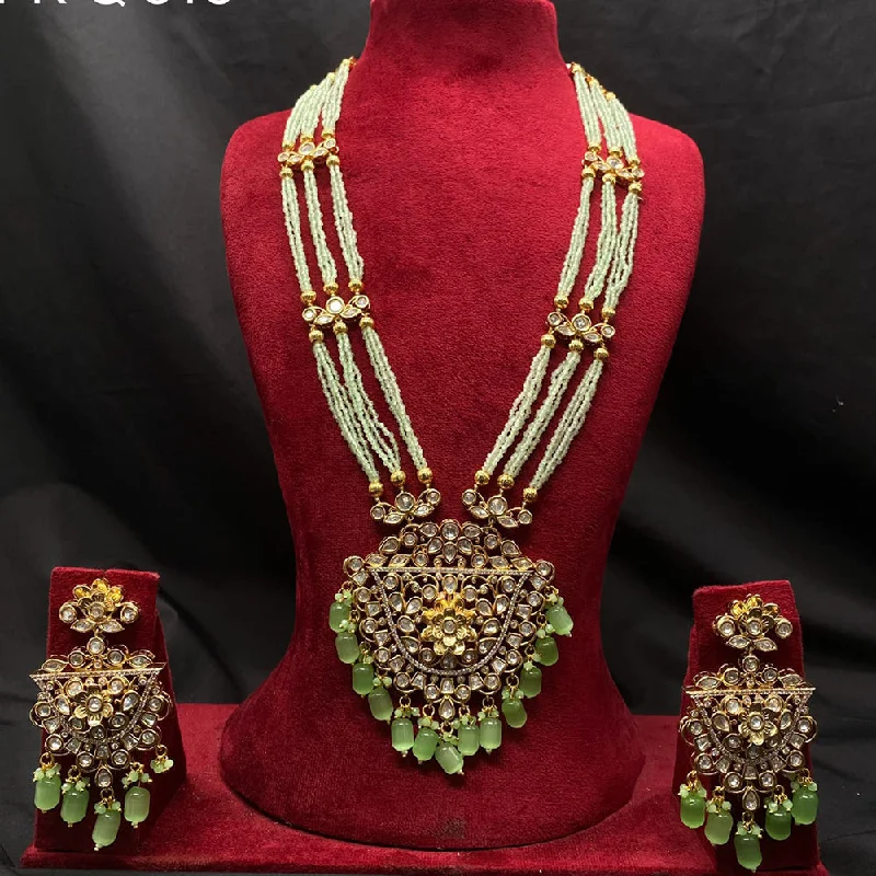 Amoliya Jewels Gold Plated Polki Kundan And Beads Necklace Set