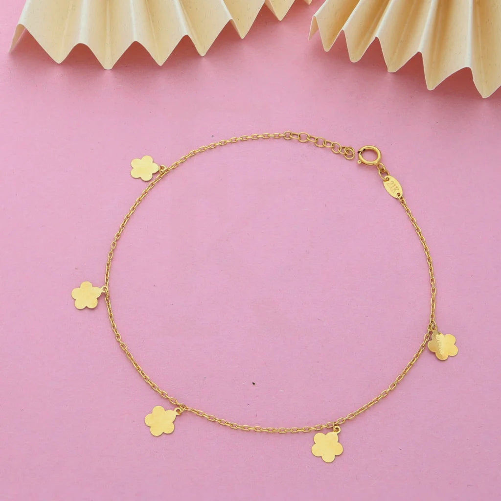 Gold Flower Shaped Bracelet 21KT - FKJBRL21K7799