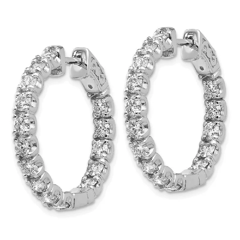 14k White Gold True Origin Lab-Grown Diamond Hoop Earrings, VS/E- 2.79 cttw (L-15 mm, W-15 mm)