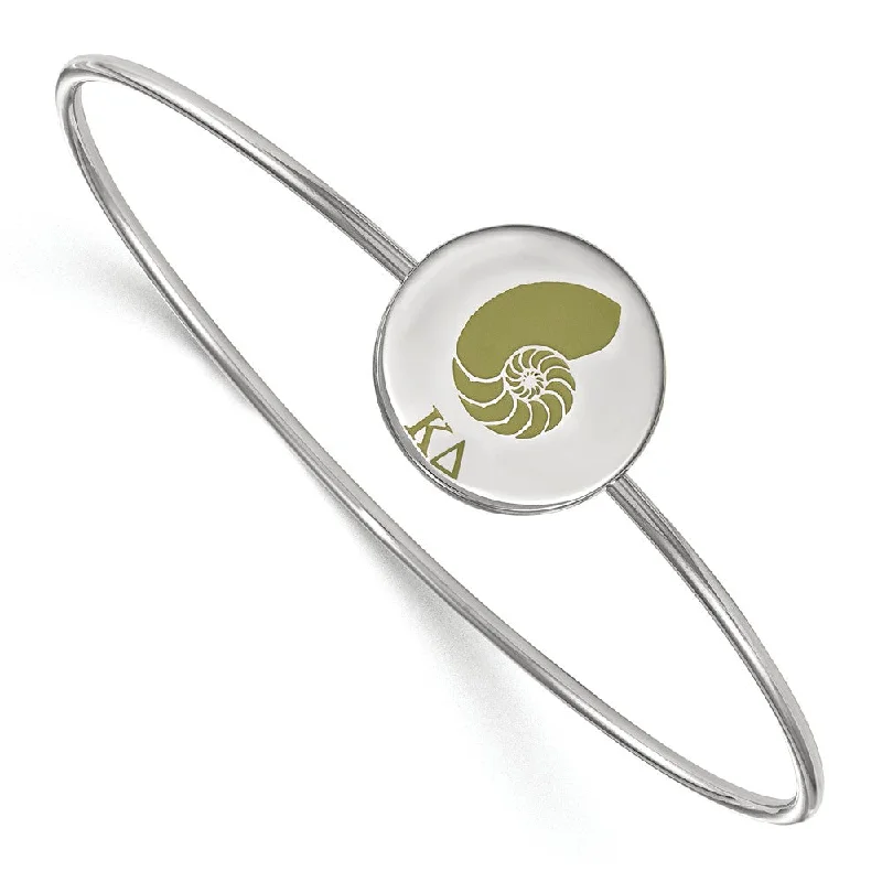 Sterling Silver Kappa Delta Enamel Conch Shell Bangle - 6 in.