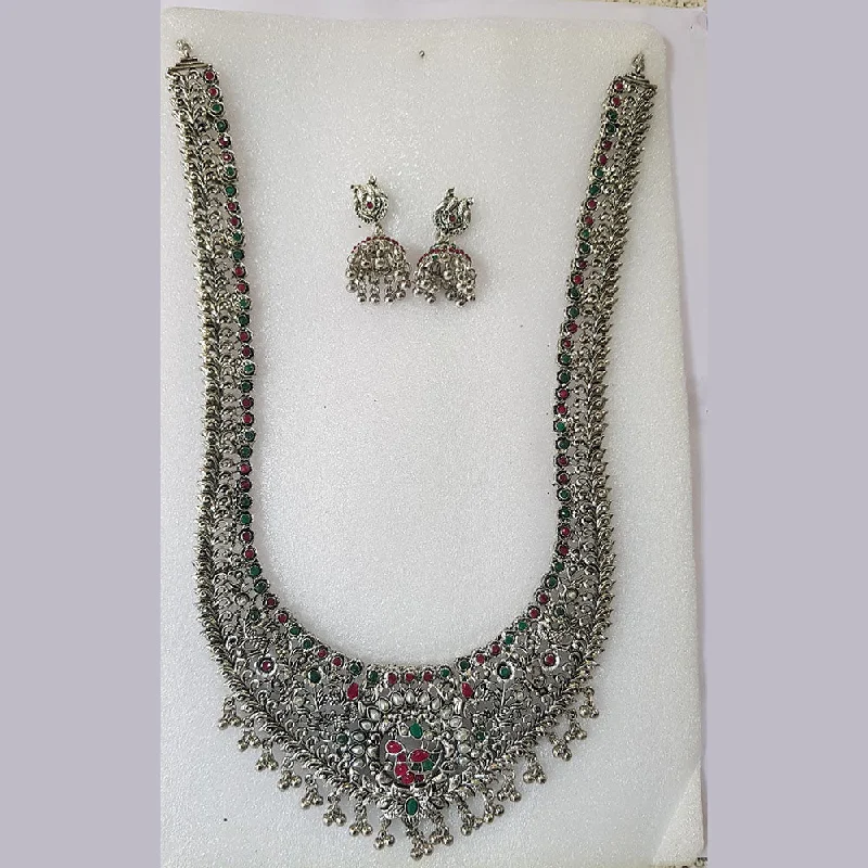 Shreeji Oxidised Plated Pota Stone Necklace Set