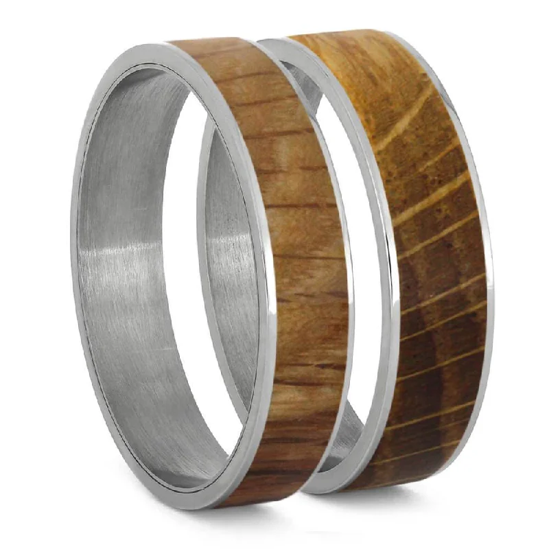 Oak Wood Inlay Components for Modular Rings