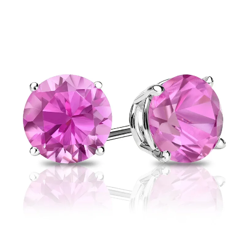 Auriya 14k Gold 1/3ctw Pink Sapphire Gemstone Stud Earrings