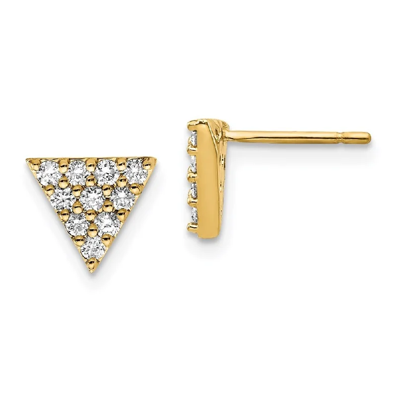 14k Yellow Gold Diamond Triangle Earrings (L-8 mm, W-8 mm)