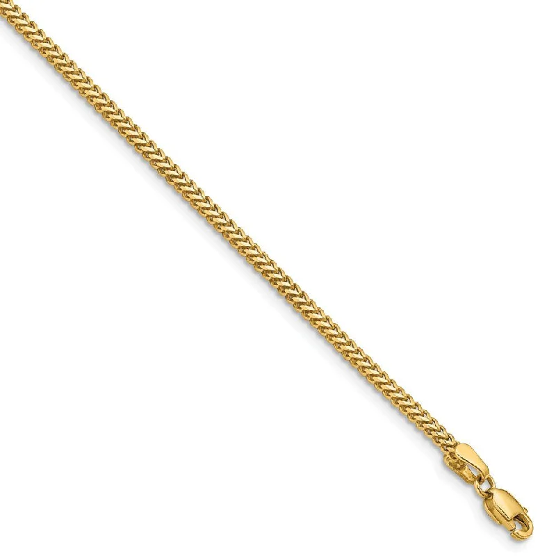 1.5mm, 14k Yellow Gold, Solid Franco Chain Bracelet