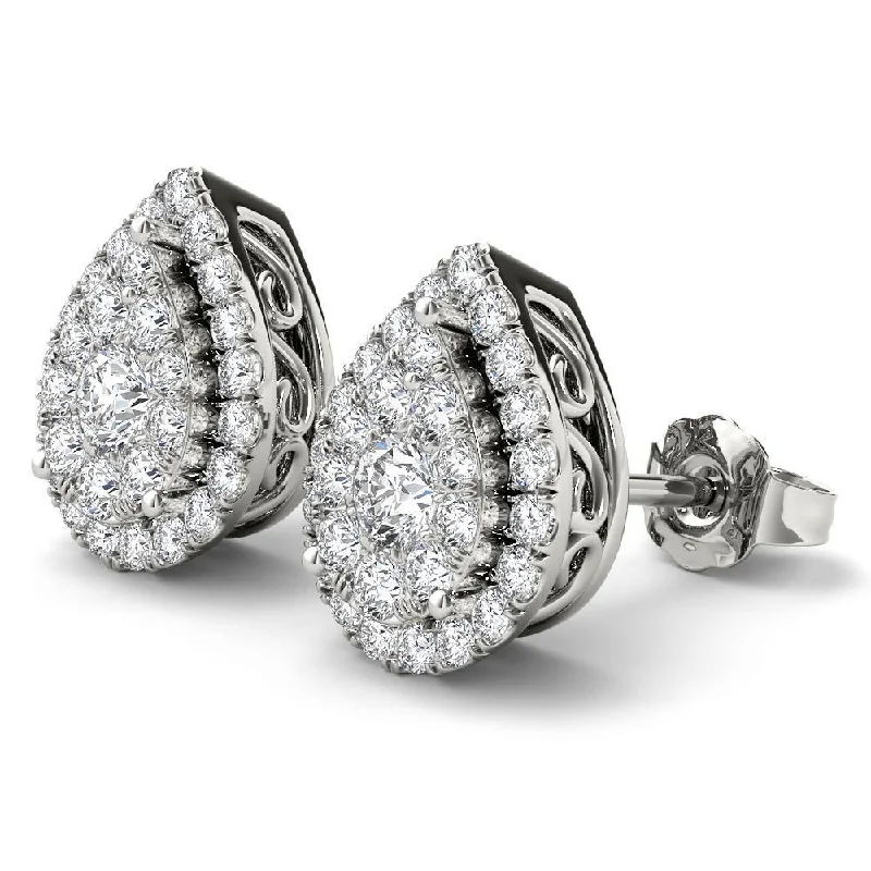 De Couer 14K White Gold 1/2ct TDW Diamond Pear Shape Earrings