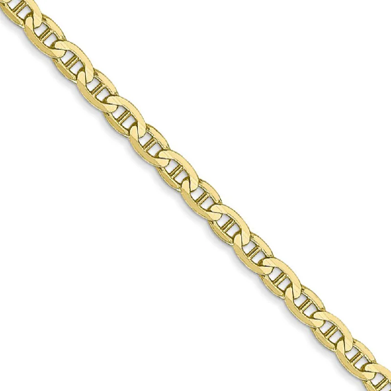 3mm 10k Yellow Gold Solid Concave Anchor Chain Bracelet