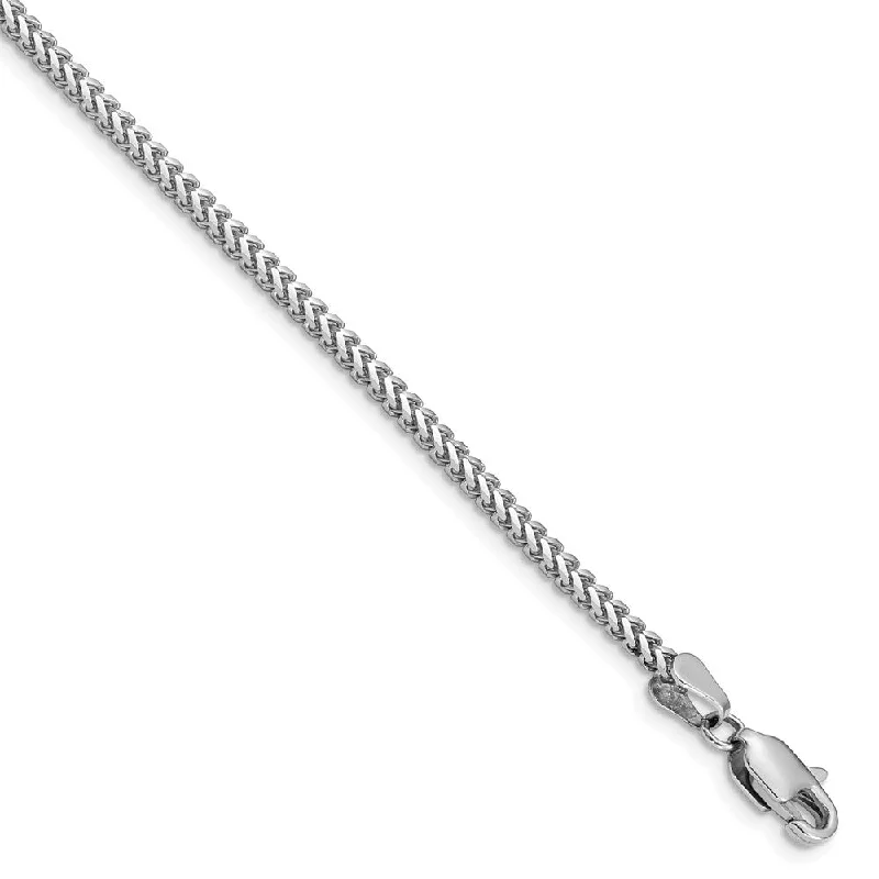 2mm, 14k White Gold, Solid Franco Chain Bracelet