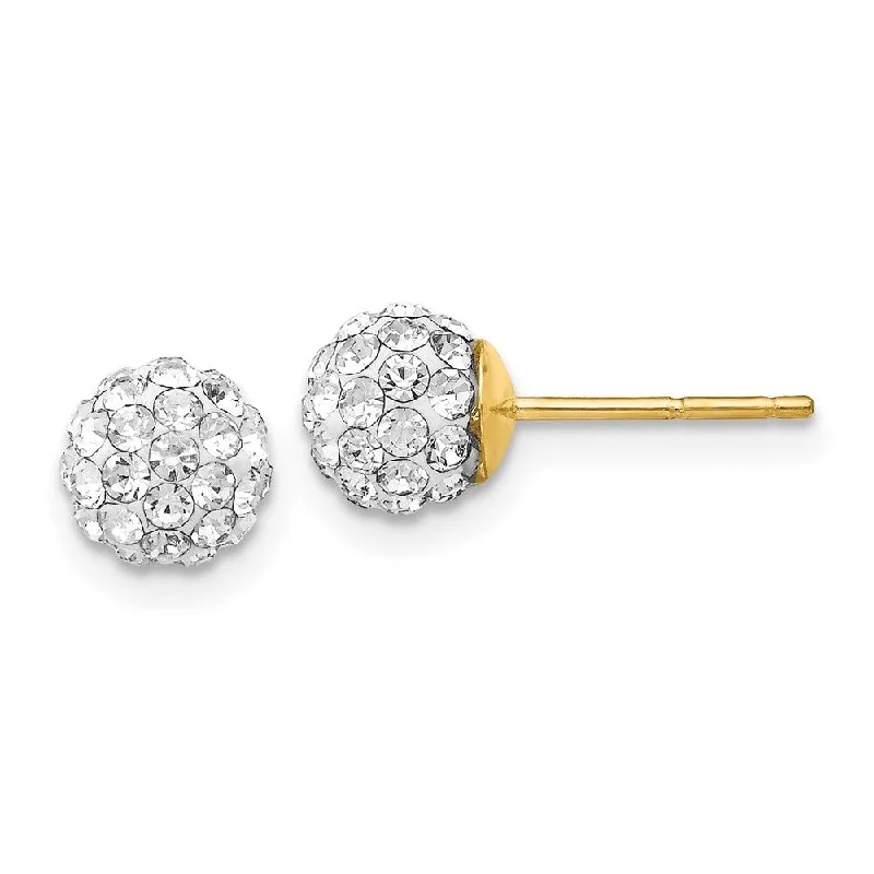 14k Yellow Gold Crystal Stud Earrings (L-7 mm, W-7 mm)