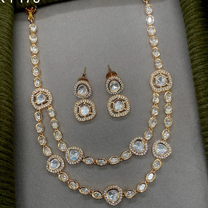 Amoliya Jewels Gold Plated Polki Kundan Necklace Set