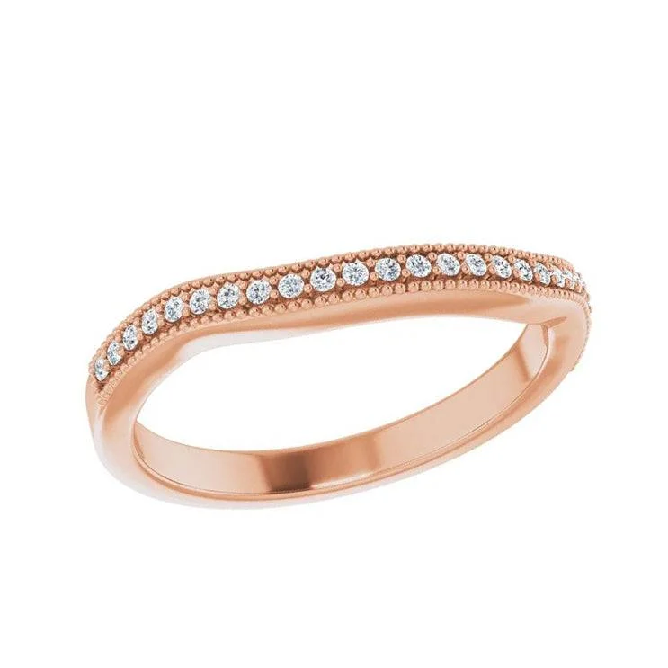 Rose Gold Contour Band With Milgrain Edges