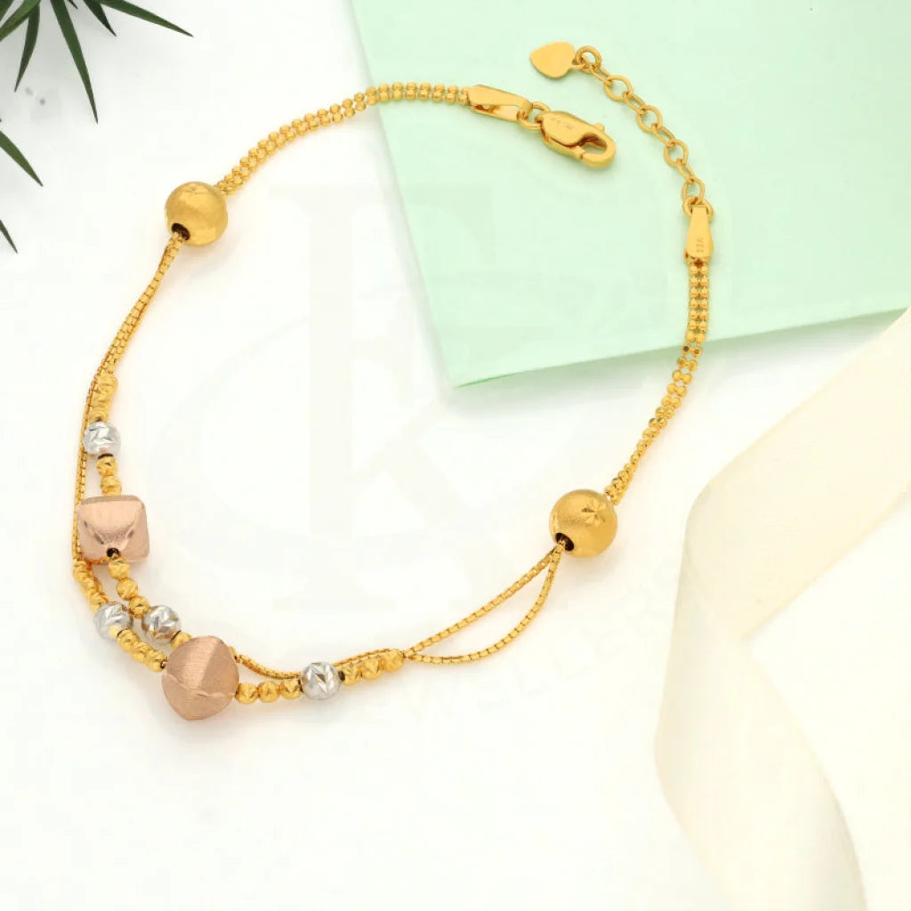 Tri Tone Gold Balls Shaped Bracelet 22KT - FKJBRL22K3004