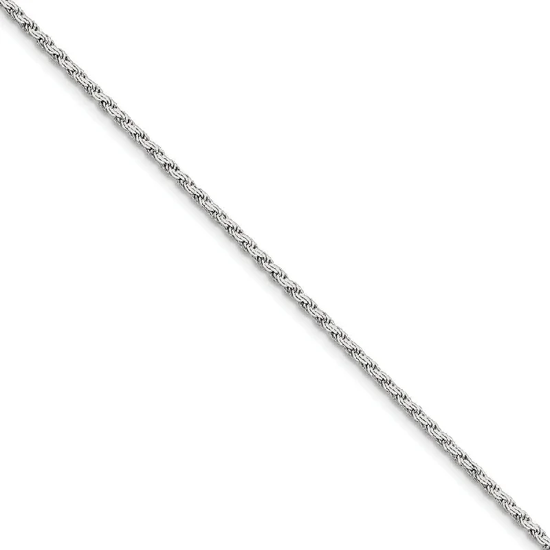 2.25mm, Sterling Silver, Flat Rope Chain Bracelet