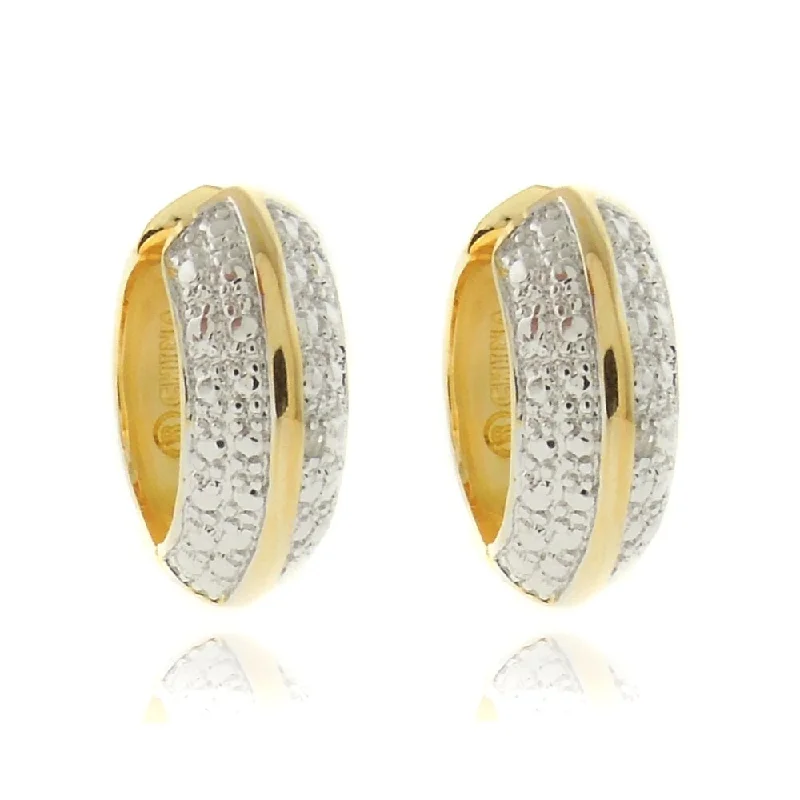 Finesque 18k Two-tone Gold Overlay Diamond Accent Hoop Earrings