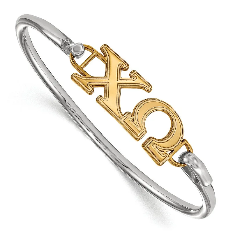 14K Plated Silver Chi Omega Clasp Bangle - 7 in.