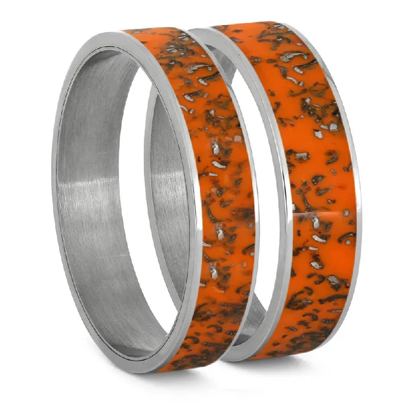 Orange Stardust Inlay Components for Modular Rings